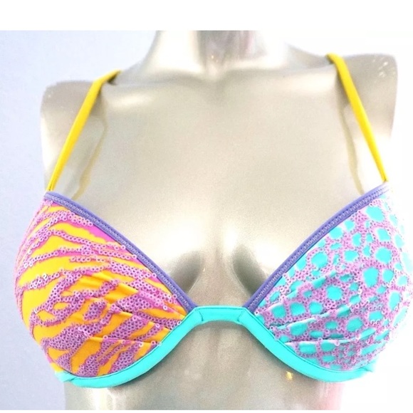 NEW Victoria/'s Secret FABULOUS Push-Up Halter Bikini Molded Swimsuit Top Ruched